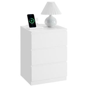 VASAGLE Modern Nightstand with Charging Station