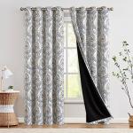 Blue Damask Blackout Curtains - 84 Inches Long