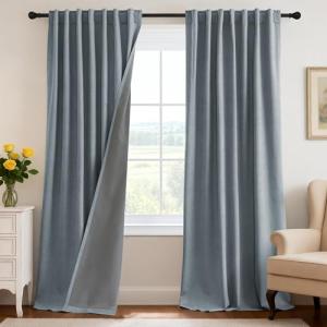 H.VERSAILTEX Stone Blue Blackout Curtain Panels, Set of 2