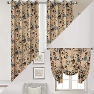 Vintage Floral Blackout Curtains Set, 2 Panels