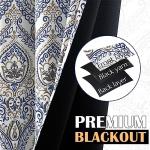 Blue Damask Blackout Curtains - 84 Inches Long