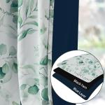 Green Floral Blackout Curtains - 63 Inches Long
