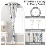 Blue Floral Blackout Curtains with Tiebacks, 2 Panels