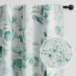 Green Floral Blackout Curtains - 63 Inches Long