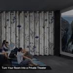 Blue Floral Blackout Curtains with Tiebacks, 2 Panels