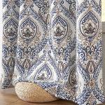 Blue Damask Blackout Curtains - 84 Inches Long