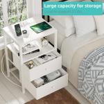 White Nightstand with Charging Station and USB Ports