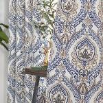 Blue Damask Blackout Curtains - 84 Inches Long
