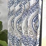 Blue Damask Blackout Curtains - 84 Inches Long