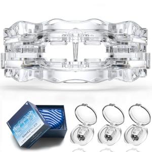 SilentZPro 2.0 – USA Designed FDA-Cleared Anti Snoring Mouthguard & Magnetic Nose Clips (Set of 3) – Fully Adjustable Anti Snore Mouthpiece with Patented Design for a Silent Night`s Sleep