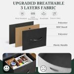 Small Black Nightstand with 2 Drawers and Fabric Bins