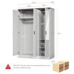 White 3-Door Armoire Closet with Mirror