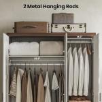 White 3-Door Armoire Closet with Mirror