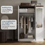 White 3-Door Armoire Closet with Mirror