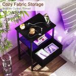 Black Nightstand with Charging Station and Drawer