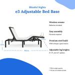 Blissful Nights e3 Twin XL Adjustable Bed Base Frame with 10" Medium Firm Gel Infused Memory Foam Mattress