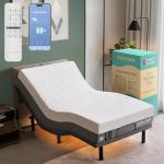 Renanim SF Adjustable Bed Frame with Mattress Included Massage - Twin XL Adjustable Bed + Firm Mattress - Cooling Gel Memory Foam Mattres, USB, UnderBed Light Zero Gravity Electric Base