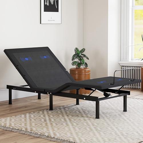 EGOHOME Twin XL Adjustable Bed Frame with Wireless Remote,Independent Head and Foot Incline Electric Bed Base with Adjustable Legs Massage,Zero Gravity, LED Night Lights,USB