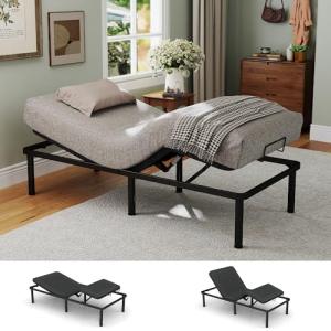 Hanherry Adjustable Bed Frame Twin XL Size, Zero Gravity Anti-Snore Ergonomic Electric Base with Wireless Remote, Nightlight, Quick Assembly，Adjustable Height, 2 USB Ports