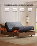 Amada Twin XL Adjustable Bed Frame and 14 Inch Cooling Gel Memory Foam Mattress Set, Massage, Head & Foot Incline, Wireless Remote, USB Ports, LED Night Light, Medium Firm Support