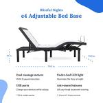 Blissful Nights e4 Twin XL Adjustable Bed Base Frame with 10" Medium Firm Gel Infused Memory Foam Mattress