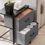 Sweetcrispy Grey Nightstand with 2 Storage Drawers