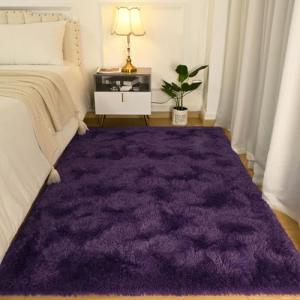 Softlife Rugs for Bedroom 4x5.3 Feet Purple Area Rug for Living Room Super Soft Shaggy Rugs for Dorm Fluffy Fuzzy Carpets Long Plush Bedside Rug Nursery Girls Boys Kids Room Home Christmas Decoration