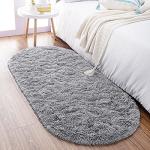 Noahas Fluffy Grey Rugs for Bedroom Living Room,2.6'X5.3' Oval Throw Rug for Kids Room,Shag Hallway Runner Rug,Small Soft Shaggy Bedside Non-Slip Plush Nursery Dorm Carpet Home Decor Aesthetic