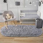 Noahas Fluffy Grey Rugs for Bedroom Living Room,2.6'X5.3' Oval Throw Rug for Kids Room,Shag Hallway Runner Rug,Small Soft Shaggy Bedside Non-Slip Plush Nursery Dorm Carpet Home Decor Aesthetic