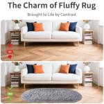 Noahas Fluffy Grey Rugs for Bedroom Living Room,2.6'X5.3' Oval Throw Rug for Kids Room,Shag Hallway Runner Rug,Small Soft Shaggy Bedside Non-Slip Plush Nursery Dorm Carpet Home Decor Aesthetic