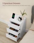 VASAGLE Modern Nightstand with Charging Station