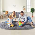 Noahas Fluffy Grey Rugs for Bedroom Living Room,2.6'X5.3' Oval Throw Rug for Kids Room,Shag Hallway Runner Rug,Small Soft Shaggy Bedside Non-Slip Plush Nursery Dorm Carpet Home Decor Aesthetic