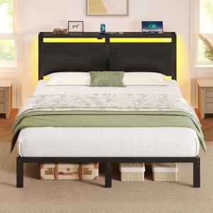 Rolanstar Full Size Bed Frame with LED Lights