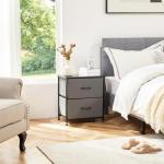 Sweetcrispy Grey Nightstand with 2 Storage Drawers