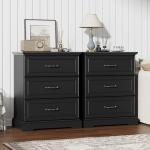 Set of 2 Rustic Nightstands with 3 Drawers