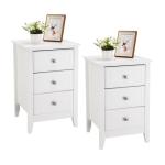 Modern White Nightstands with 3 Drawers - Set of 2