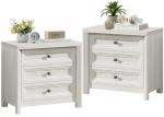 White Nightstand Set of 2 with 3 Drawers