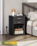WLIVE Nightstand Set with Charging Station – Black