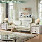 White Nightstand Set of 2 with 3 Drawers