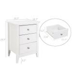 Modern White Nightstands with 3 Drawers - Set of 2