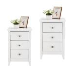Modern White Nightstands with 3 Drawers - Set of 2