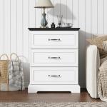 Rustic 3-Drawer Nightstand with Metal Handles