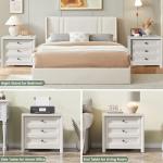 White Nightstand Set of 2 with 3 Drawers