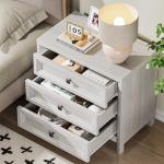 White Nightstand Set of 2 with 3 Drawers