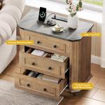 Rustic Nightstand Set with Charging Station - 2 Pieces