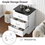 Rustic 3-Drawer Nightstand with Metal Handles