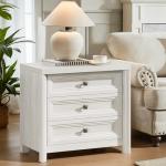 White Nightstand Set of 2 with 3 Drawers