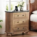 Rustic Nightstand Set with Charging Station - 2 Pieces