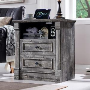 Tall 2-Drawer Rustic Dresser with Charging Station