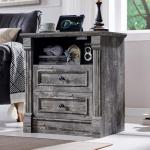Tall 2-Drawer Rustic Dresser with Charging Station
